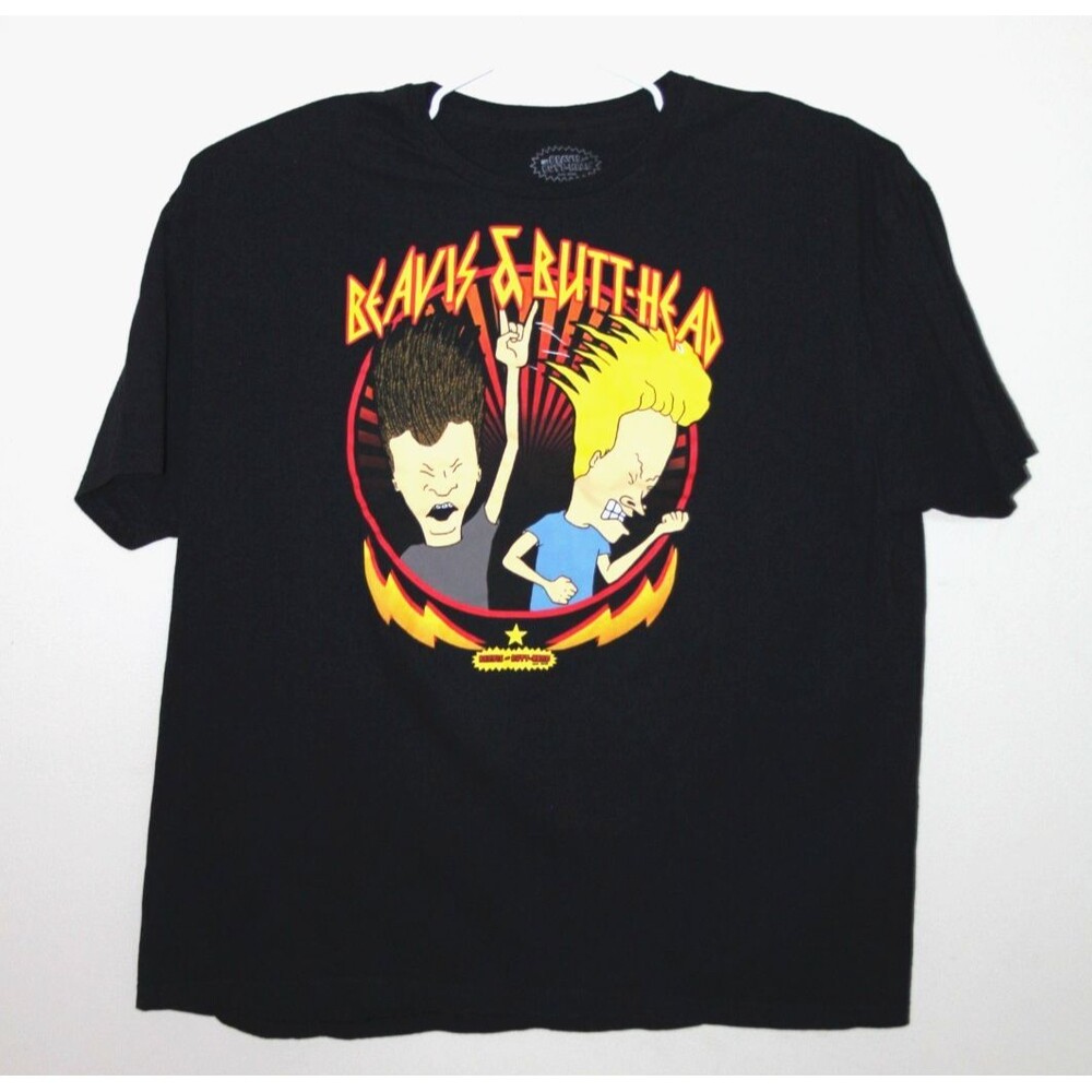 MTV Viacom Beavis Butt Head Mens Black Short Sleeve Cotton Graphic T Shirt 3XL